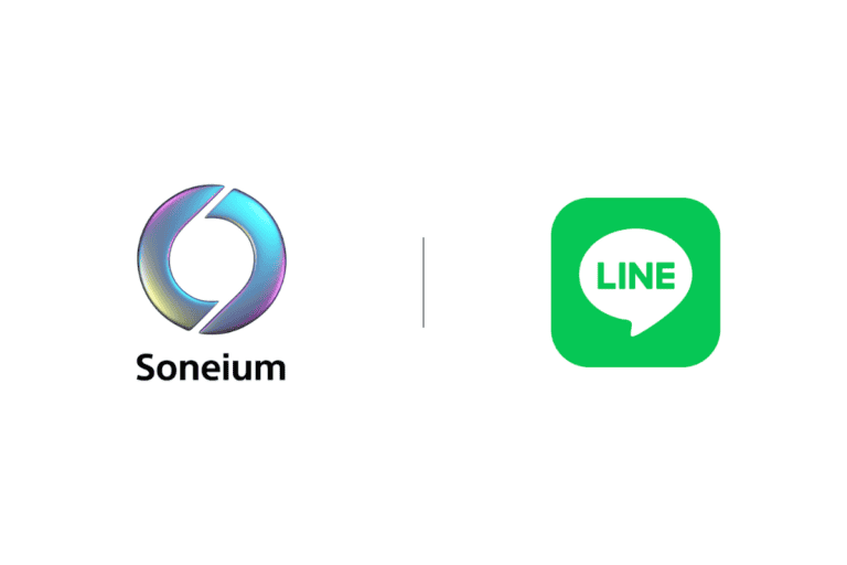 Soneium logo on the left, line app logo on the right