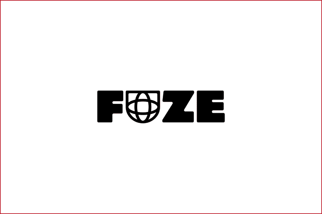fuze logo on white background with red frame