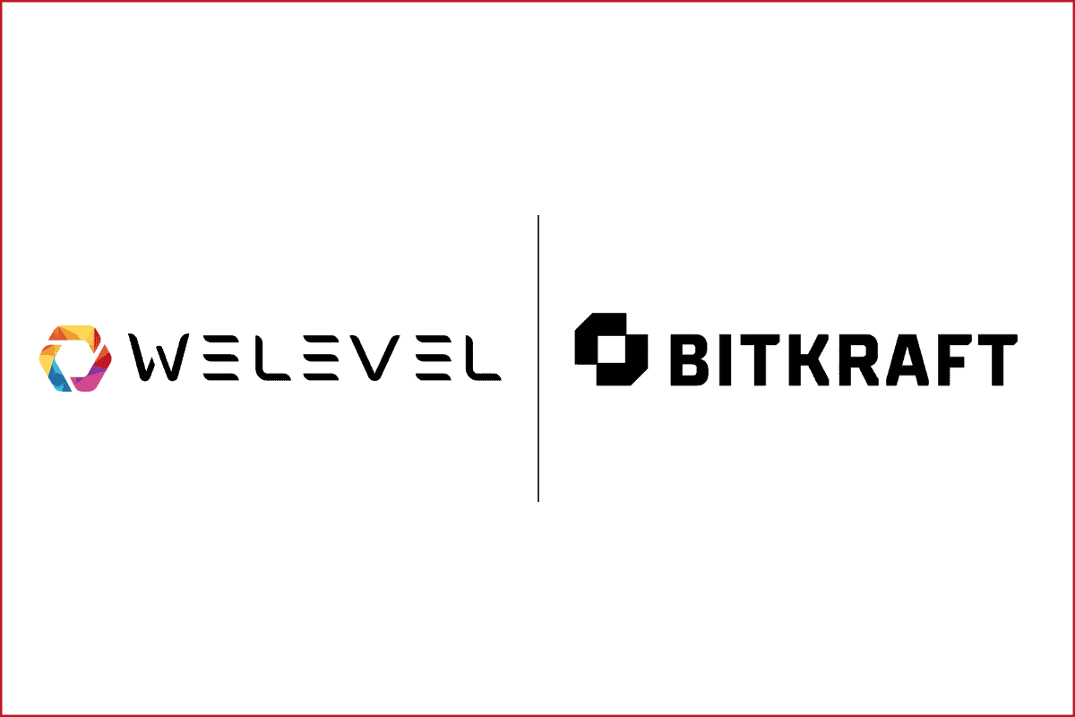 welevel studios logo on the left, bitkraft logo on the right