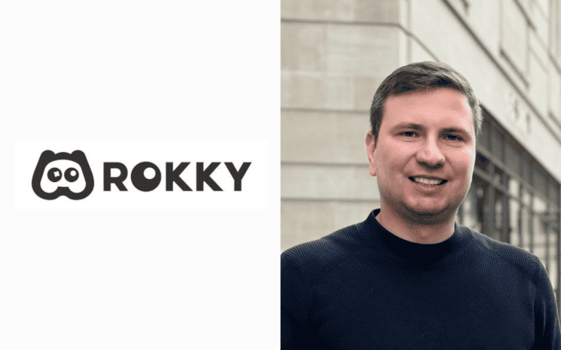 rokky logo on the left, Vadim Andreev photo on the right