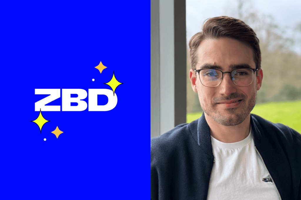 ZBD logo on the left, Igor Melniks photo on the right