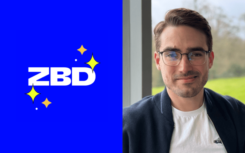 ZBD logo on the left, Igor Melniks photo on the right