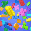Color Block Jam image shows tetris like lego pieces floating over in an abstract area