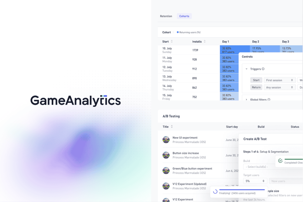 gameanalytics logo and a table