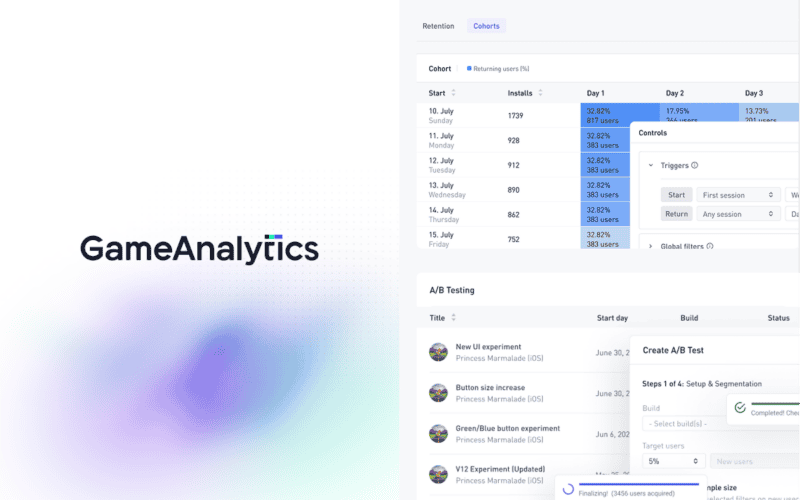 gameanalytics logo and a table