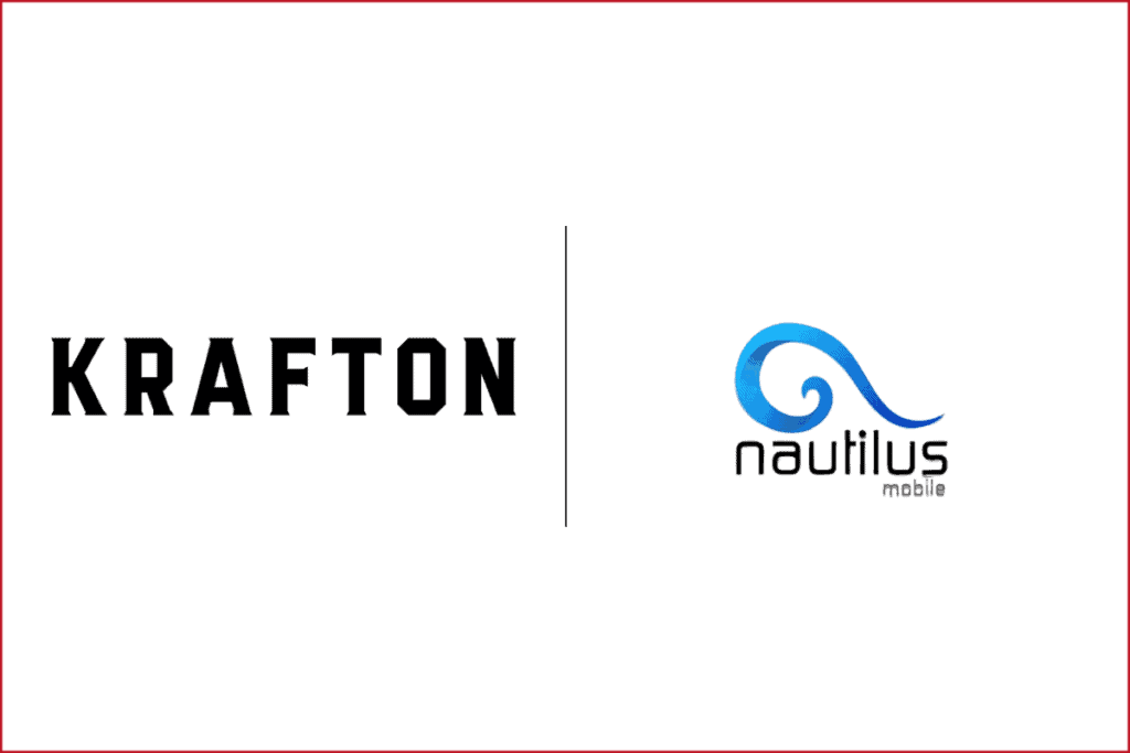 krafton logo on the left, divider in the middle, nautilus mobile logo on the right