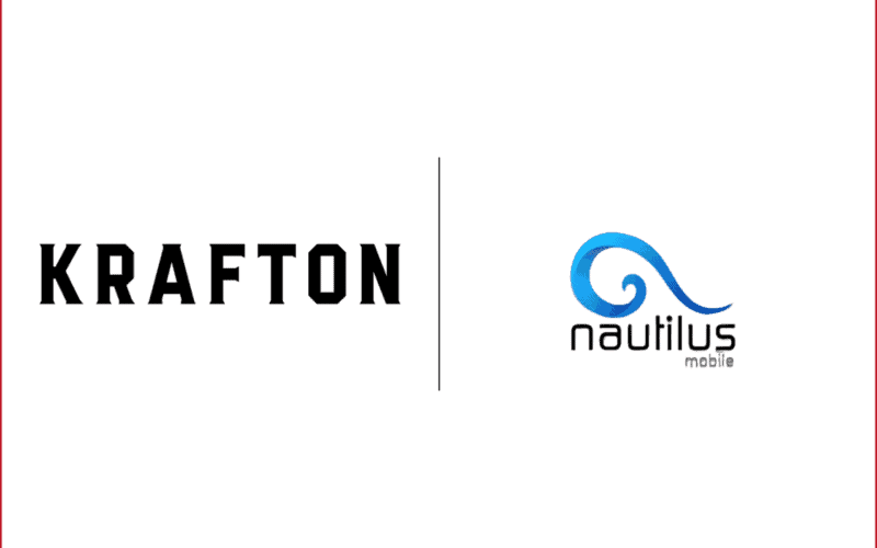 krafton logo on the left, divider in the middle, nautilus mobile logo on the right