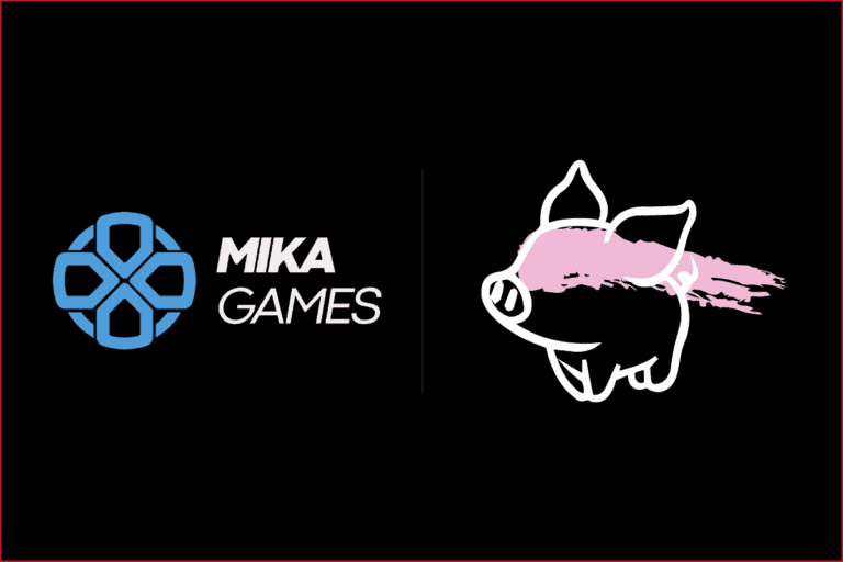 mika games logo on the left, agonalea games logo on the right