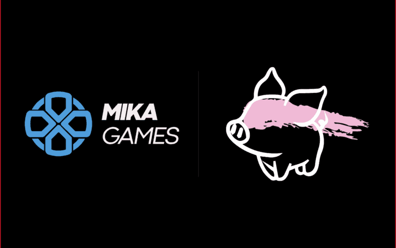 mika games logo on the left, agonalea games logo on the right