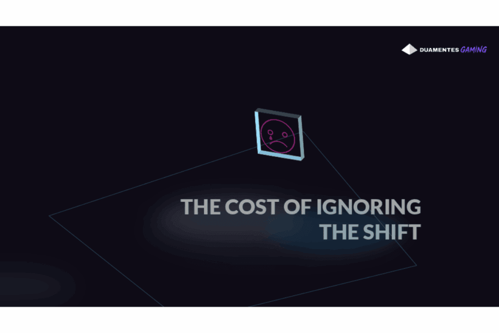 featured image for "duamentes report 2025" shows a text: the cost of ignoring the shift and a sad face on top of it