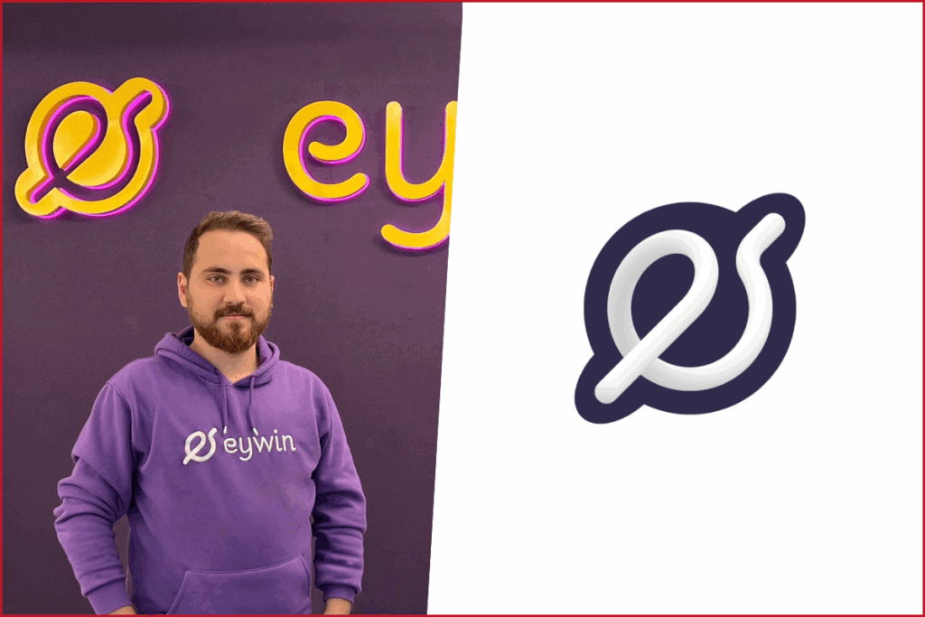 solda ibrahim gündüz'ün fotoğrafı, sağda eywin apps logosu