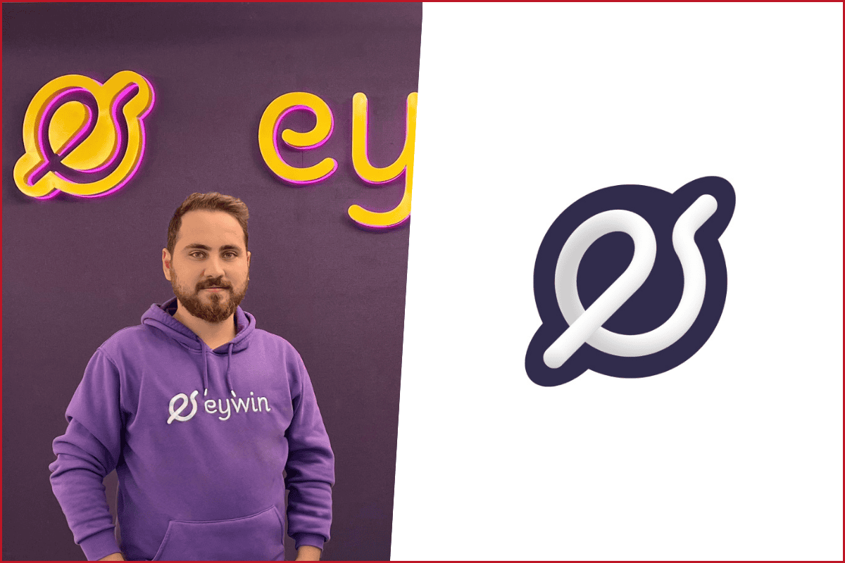 solda ibrahim gündüz'ün fotoğrafı, sağda eywin apps logosu