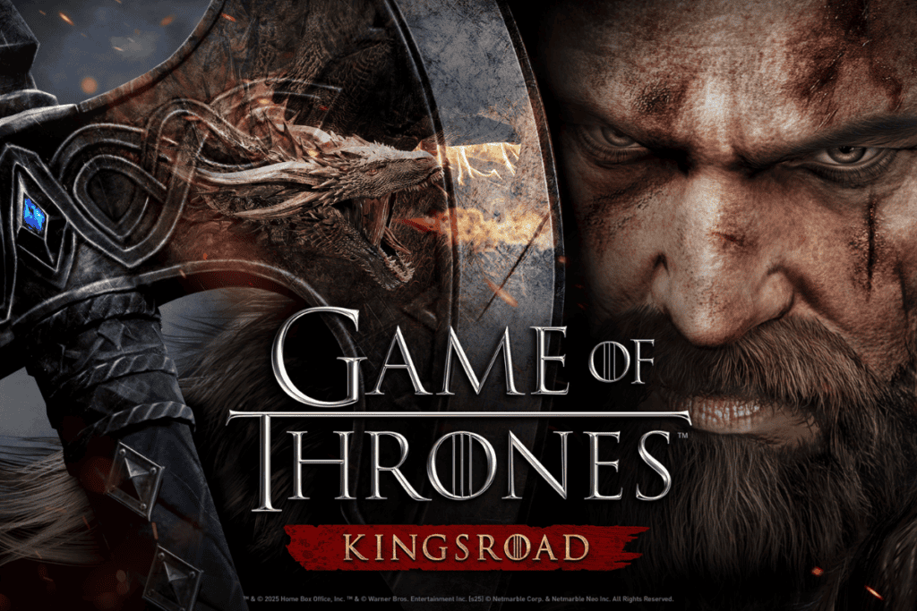 game of thrones: kingsroad's cover art is chose for upcoming mobile games in may 2025. the image shows a bearded character with an axe and the game's logo