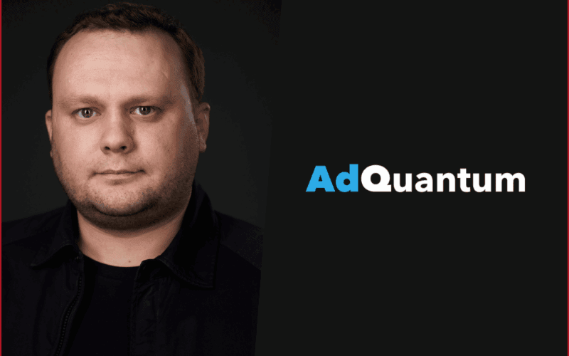 ivan razmakhov photo on the left, adquantum logo on the right