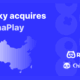 China's map overview on a blue background with rokky and ChinaPlay logos on bottom right