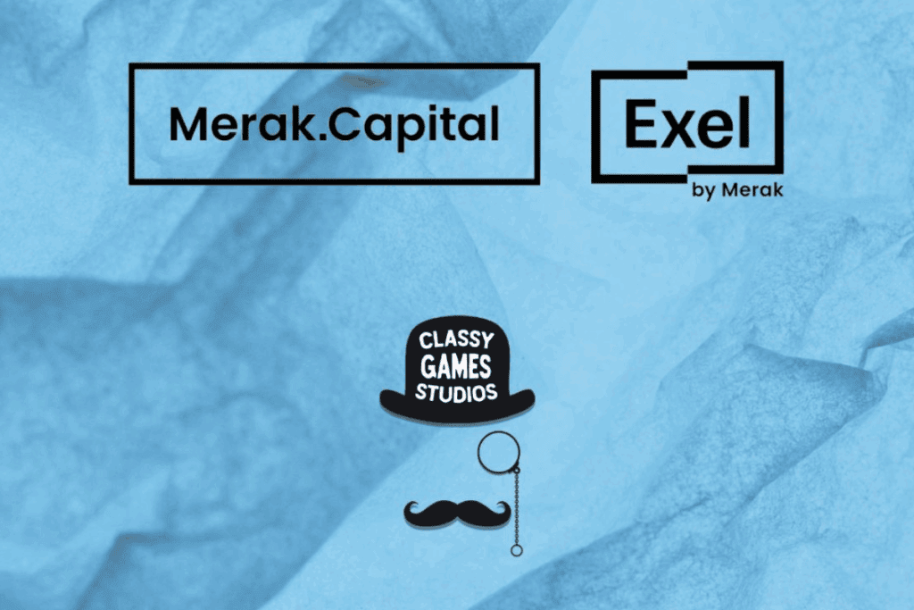 Logo of Merak Capital and Exel by Merak at top, below it the logo of Classy Game Studios