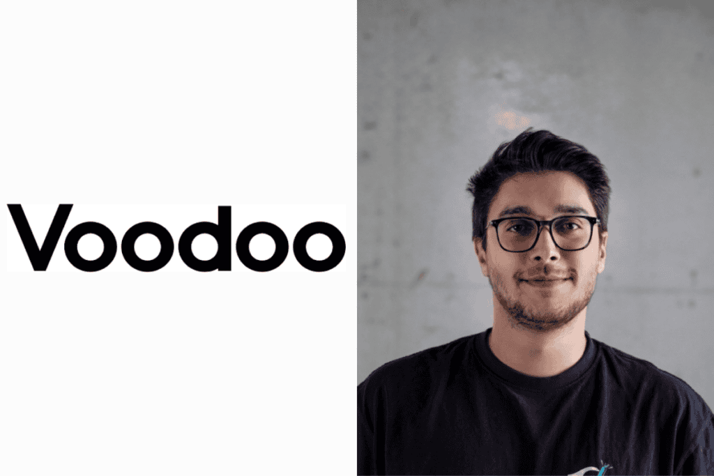 voodoo company logo on the left, kutaycan boysan's photo on the right