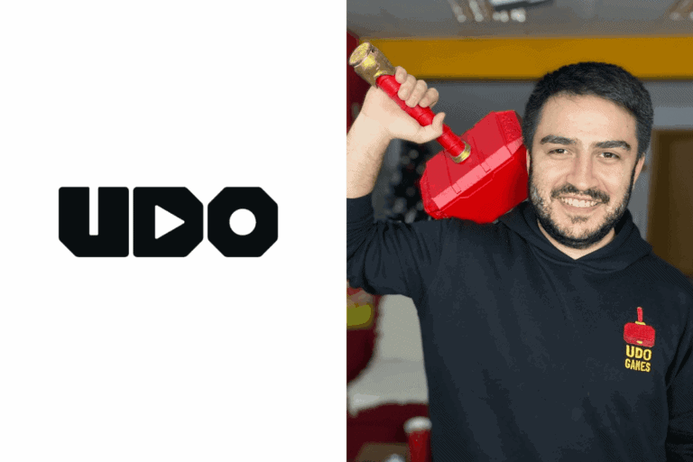 Udo logo on the left, Türker Karahan photo on the right