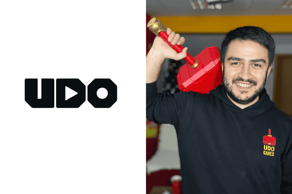Udo logo on the left, Türker Karahan photo on the right