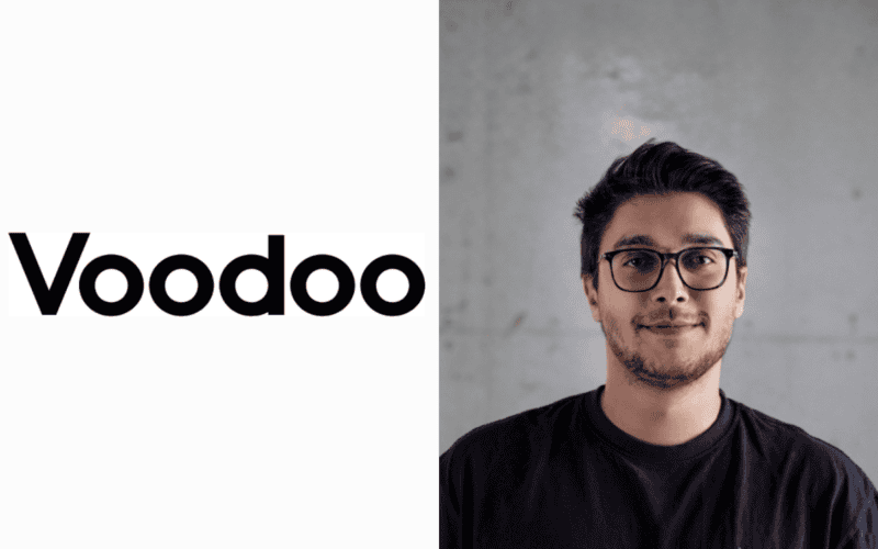 voodoo company logo on the left, kutaycan boysan's photo on the right
