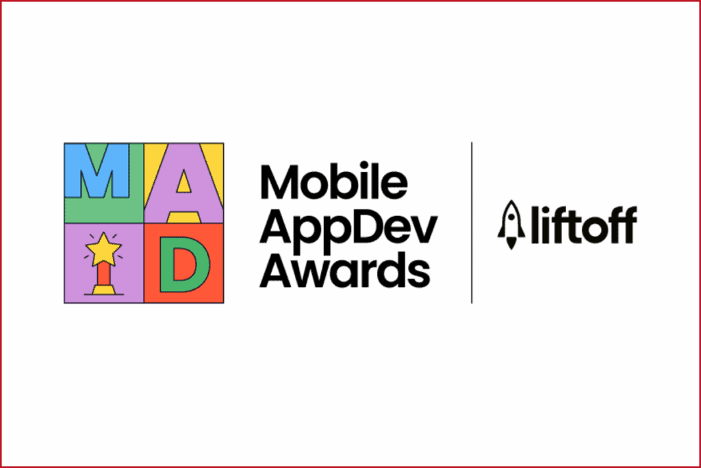 Mobile AppDev Awards 2025 logo on the left, liftoff logo on the right