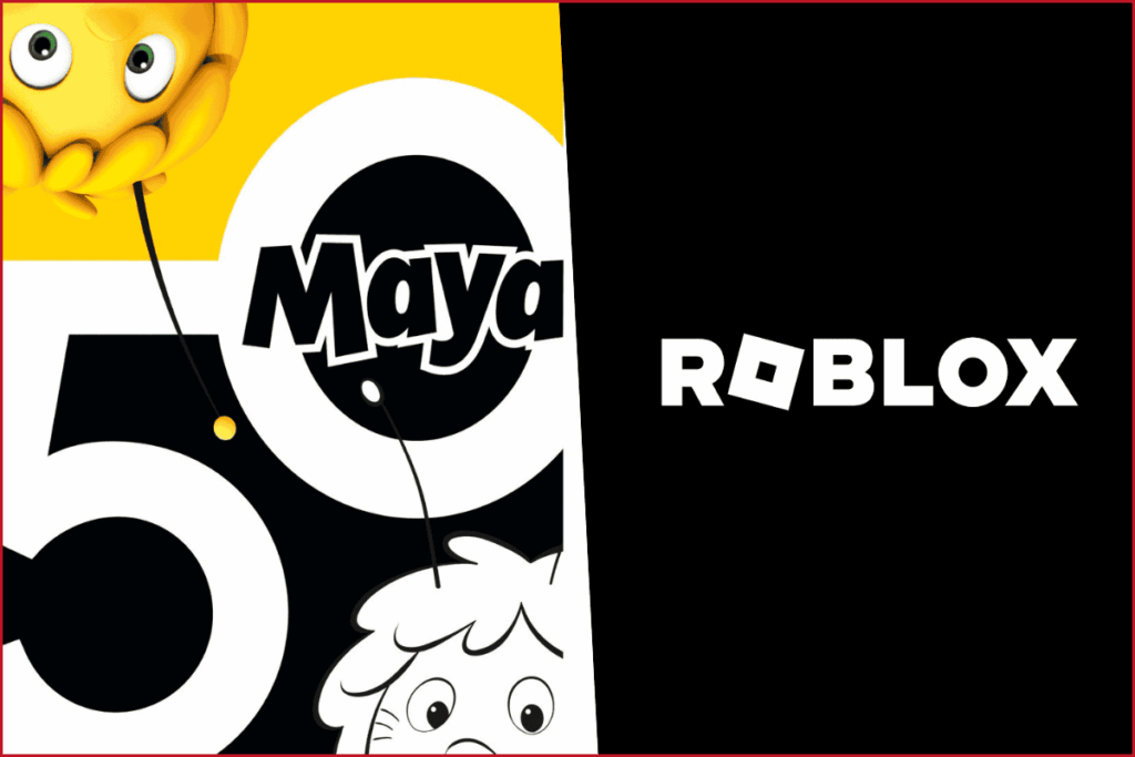 sol tarafta arı maya 50. yıl logosu, roblox logosu sağ tarafta