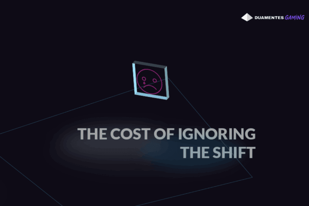 featured image for "duamentes report 2025" shows a text: the cost of ignoring the shift and a sad face on top of it