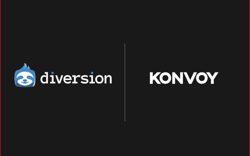 diversion logo on the left, konvoy logo on the right