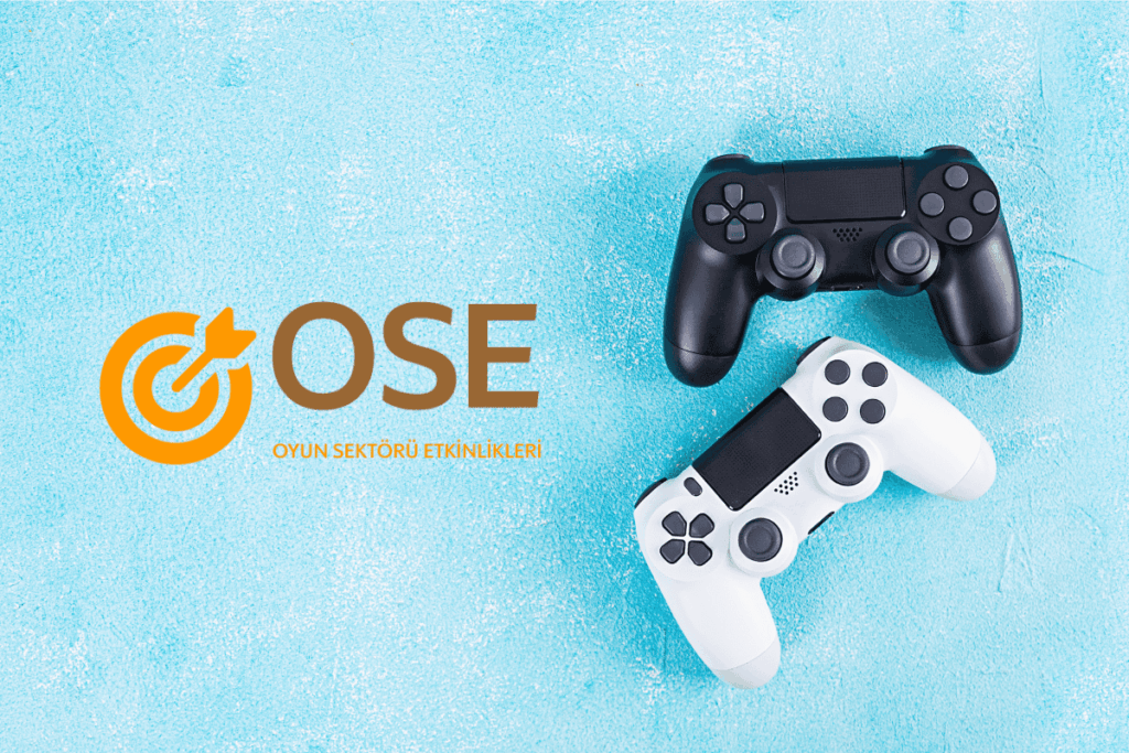 oyun sektörü etkinlikleri logosu ve 2 adet ps4 controller