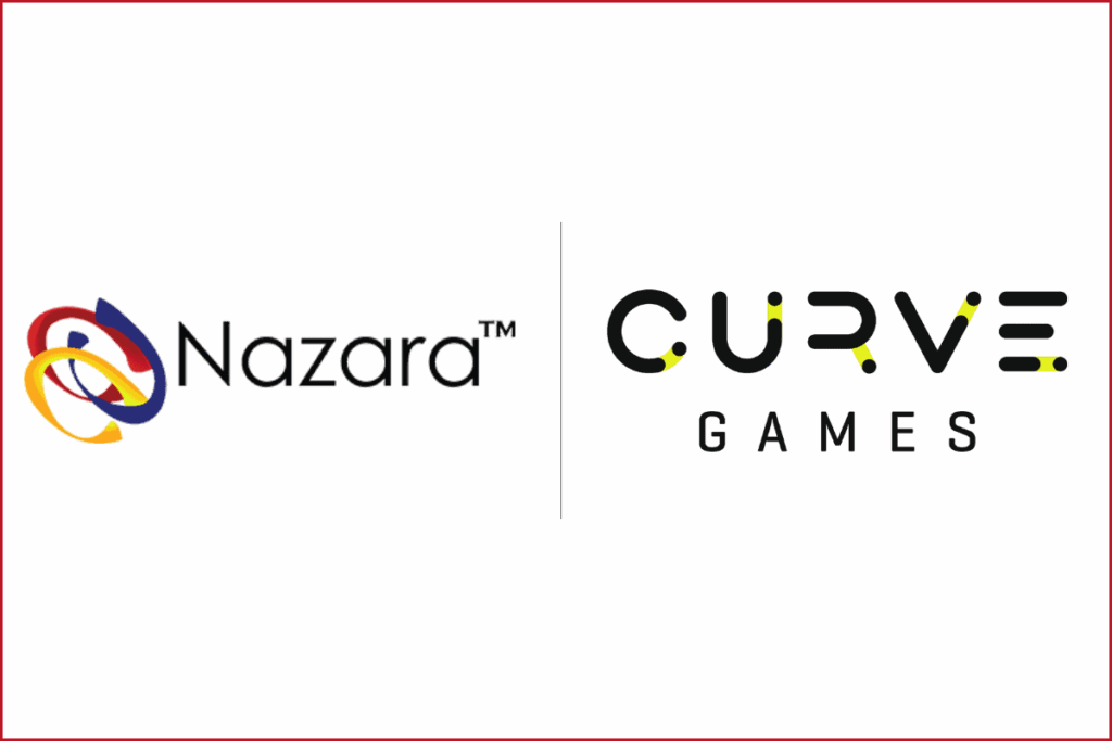 nazara logo on the left, curve games logo on the right