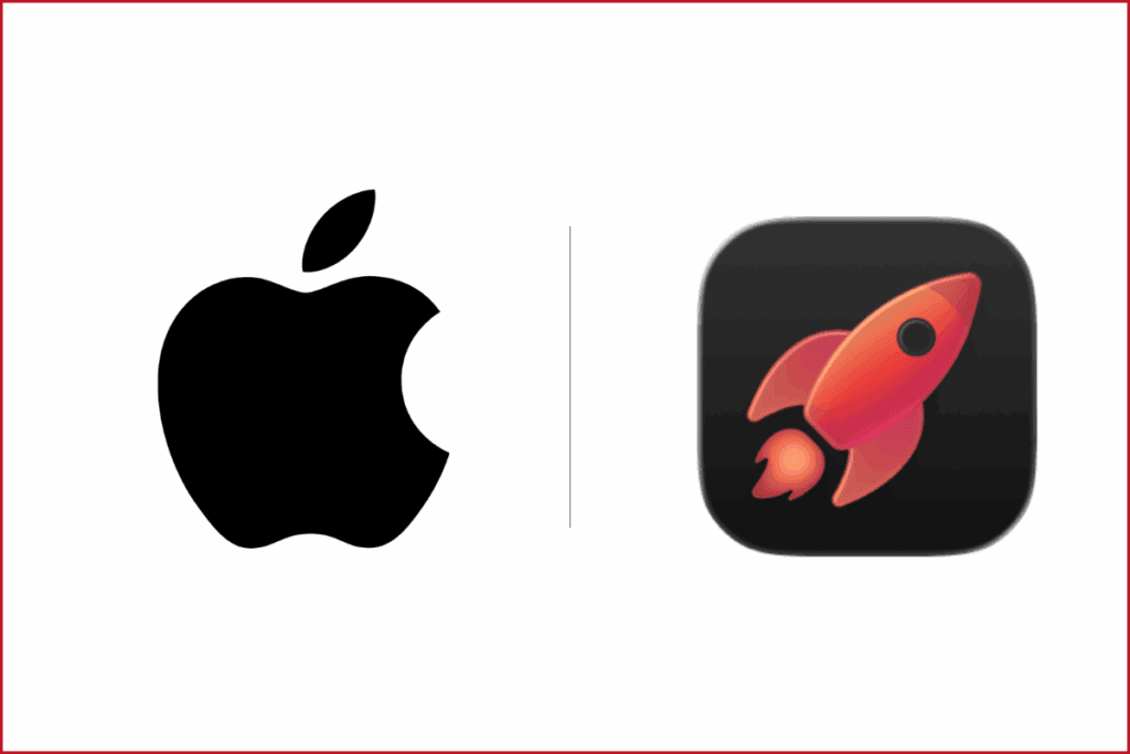 apple logo on the left, apple games app logo on the right