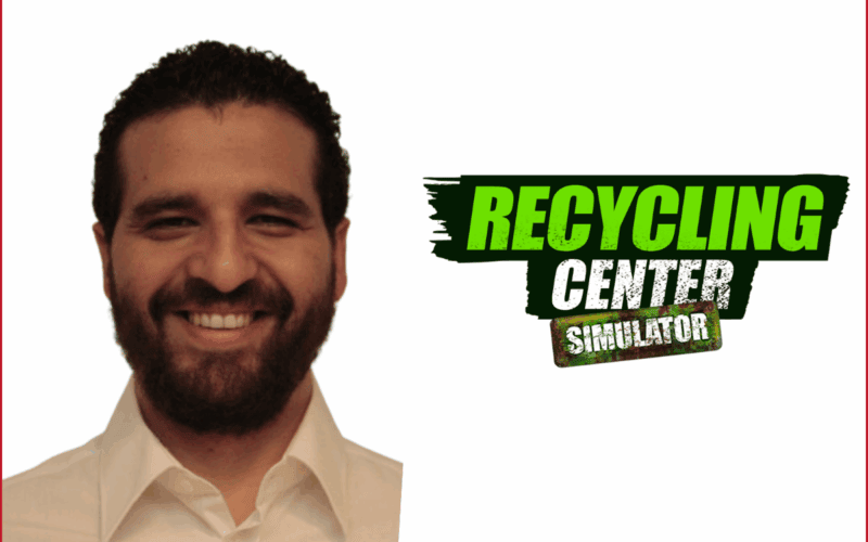 solda mertol aydınol profil fotoğrafı, sağda Recycling Center Simulator logosu