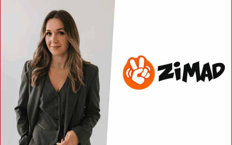 anastasia zaiceva photo on the left, zimad logo on the left