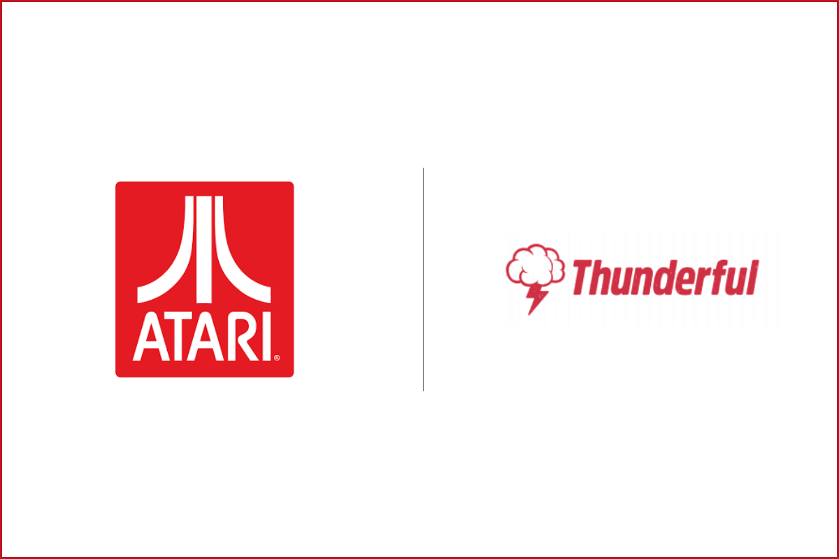 atari logo on the left, thunderful games logo on the right
