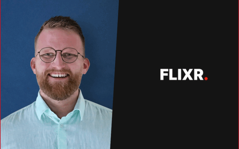 Tim Bendt photo on the left, Flixr logo on the right
