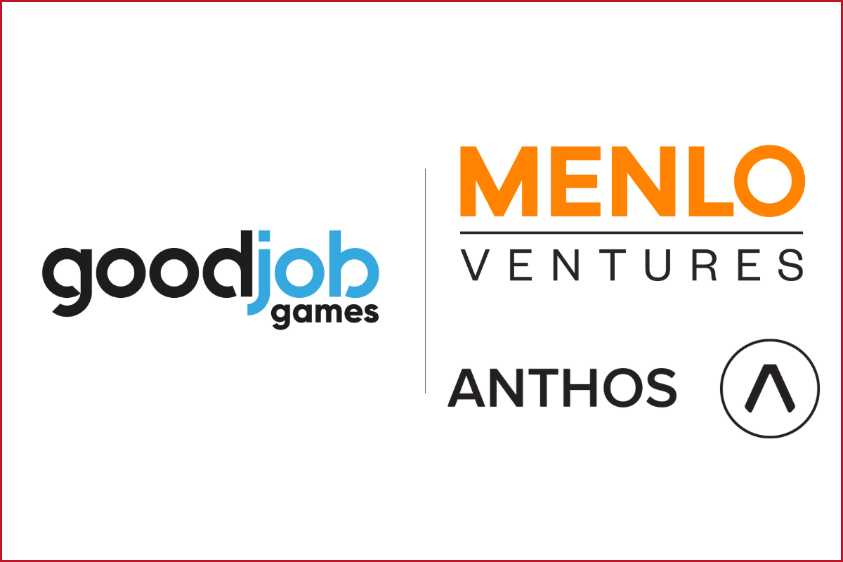 logo of good job games on the left, and logos of menlo ventures and anthos capital on the right