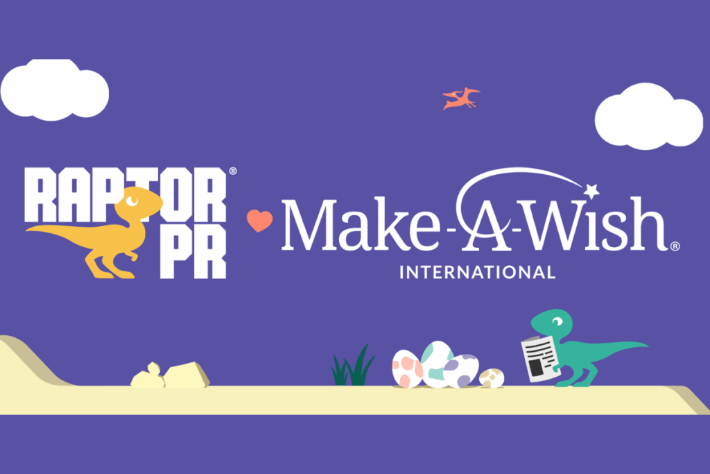 make a wish logo on the right, raptor pr logo on the left