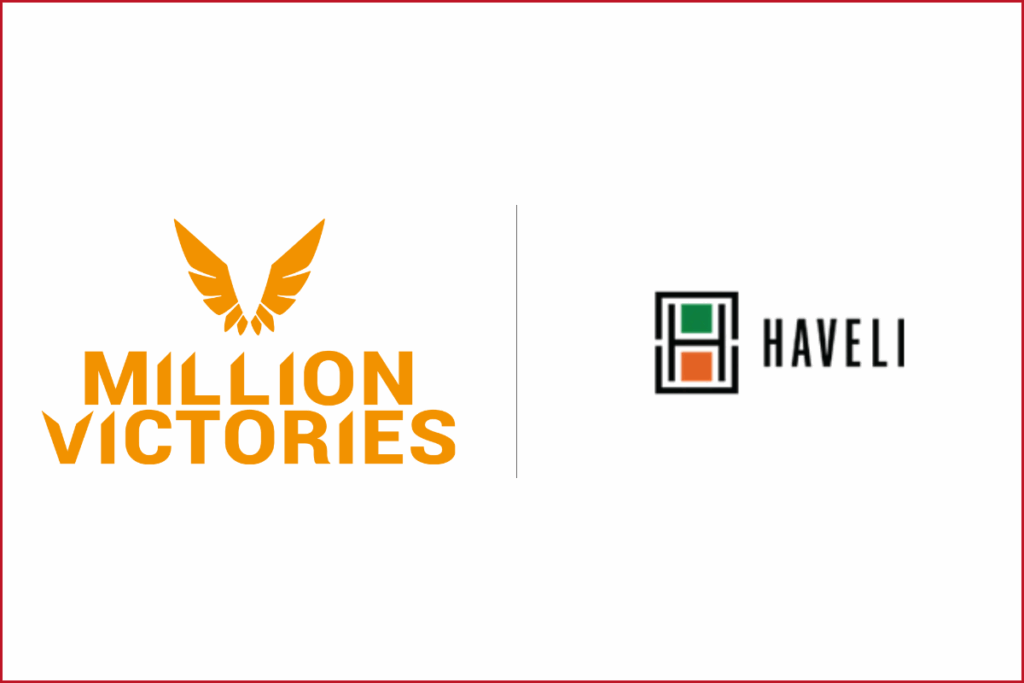 million victories logo on the left, haveli logo on the right