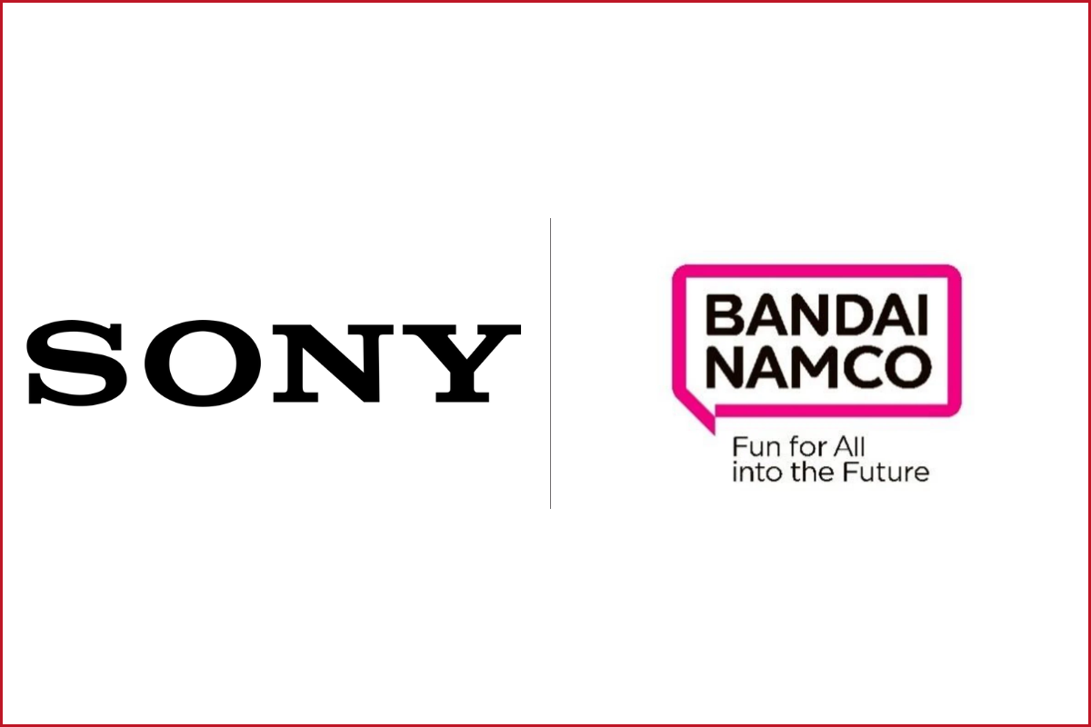 sony logo on the left, bandai namco logo on the right