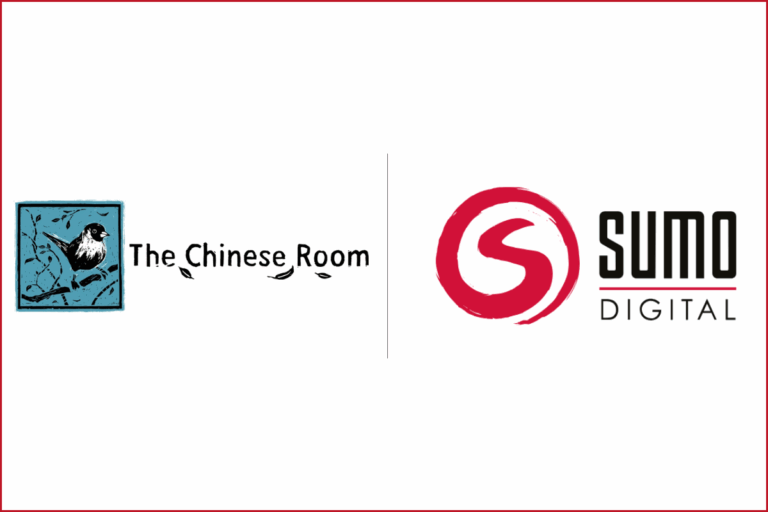 logo of the chinese room on the left and the logo of sumo digital on the right