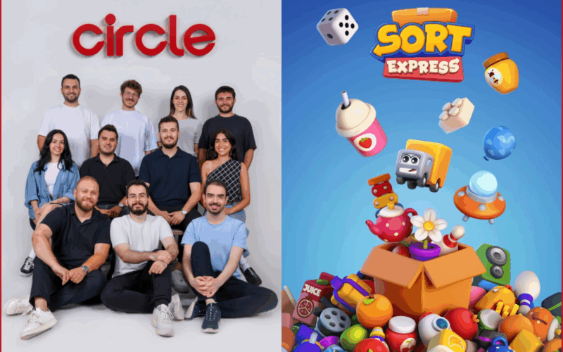 circle games team photo on the left, sort express cover art on the right