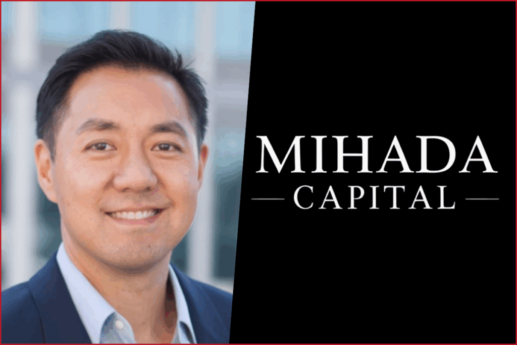 jim ying photo on the left, mihada capital logo on the right