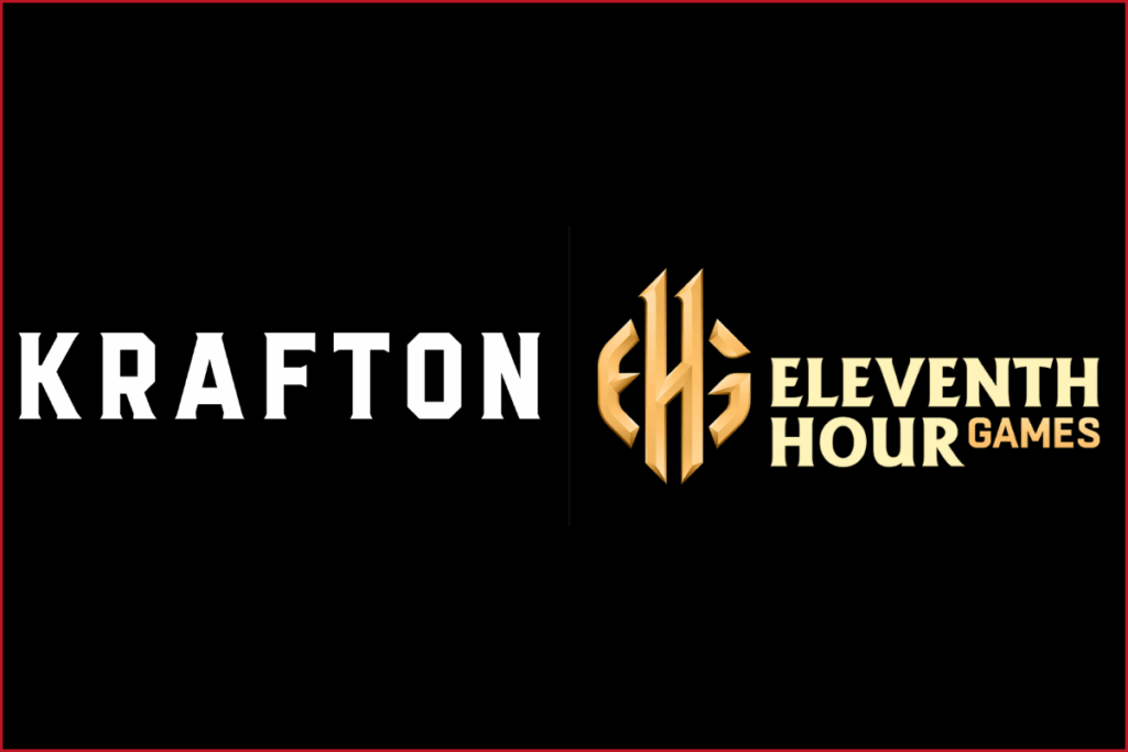 krafton logo on the left, eleventh hour games logo on the right