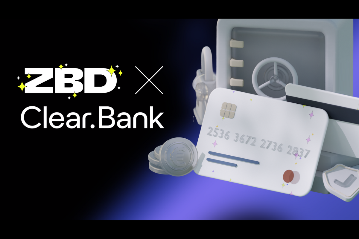ZBD and ClearBank logos together with a credit card on the side
