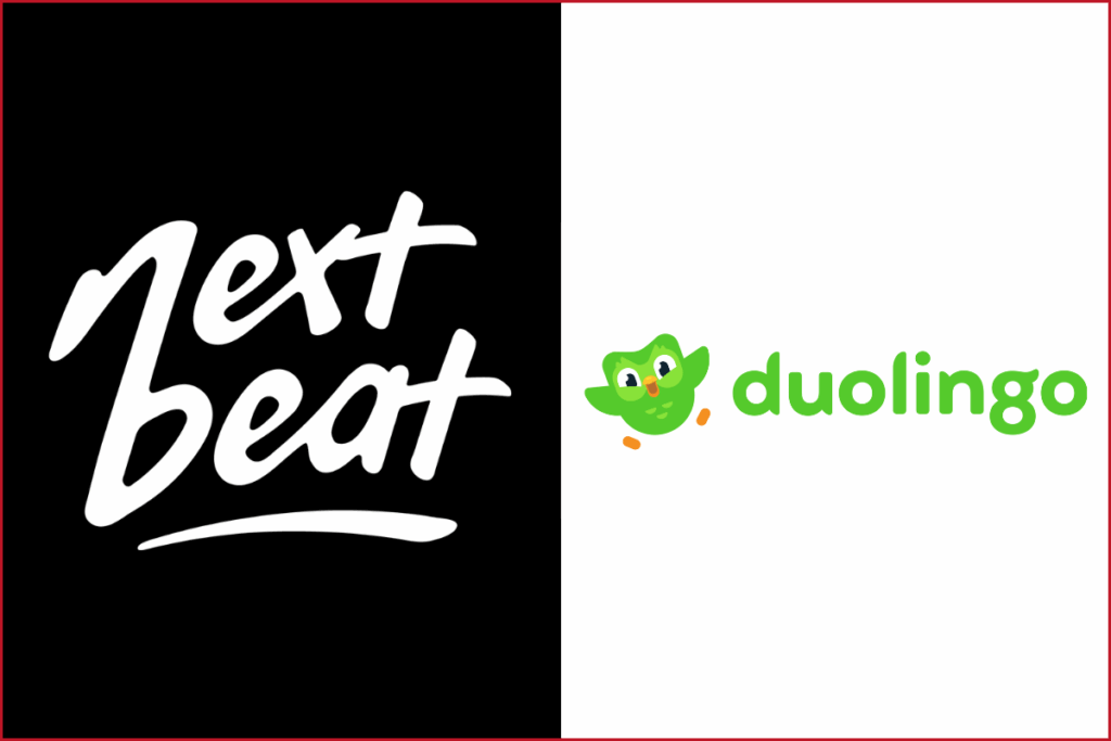 nextbeat logo on the left, duolingo logo on the right