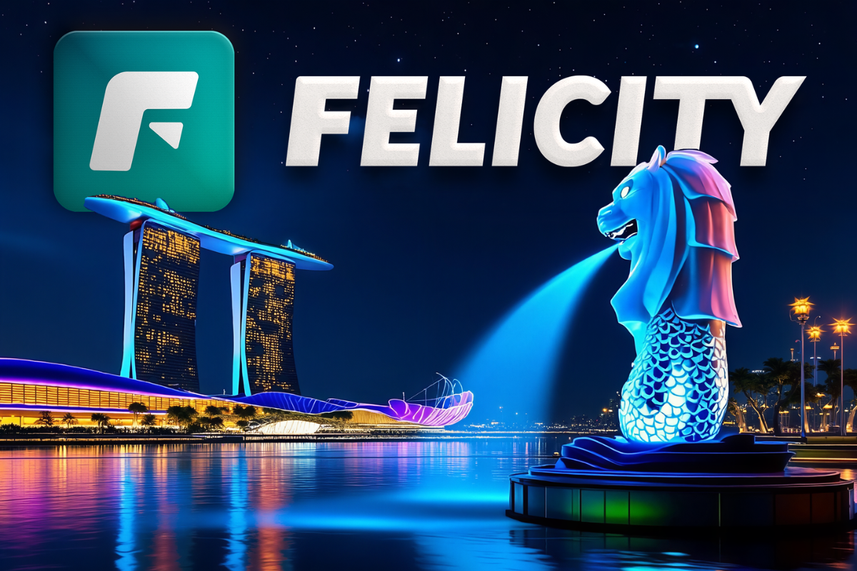 a photo from singapore and Felicity logo on top