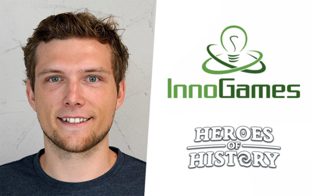 Christian Noack photo on the left, InnoGames logo on the right