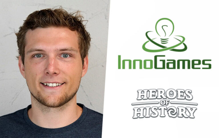 Christian Noack photo on the left, InnoGames logo on the right