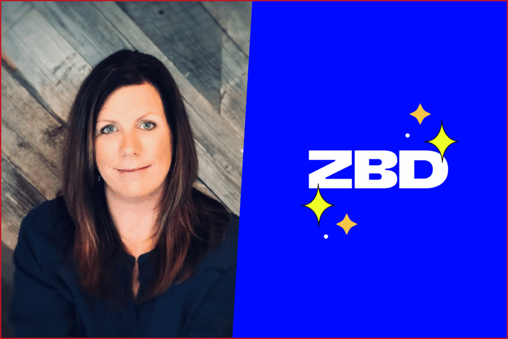 photo of nicole diaz on the left, logo of zbd on the right