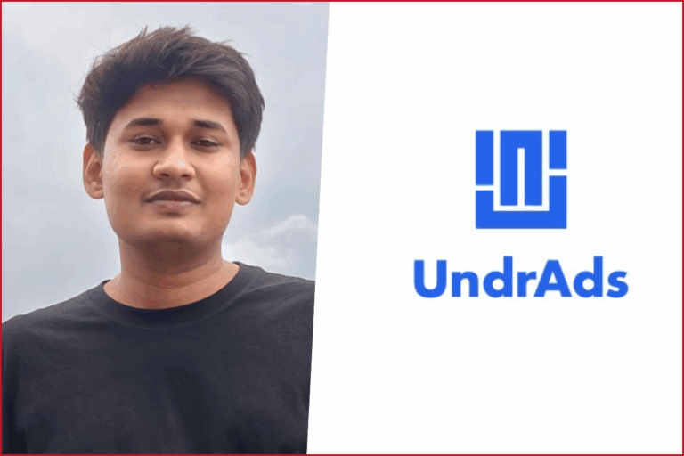 Lakshya Ankit photo on the left, UndrAds logo on the right